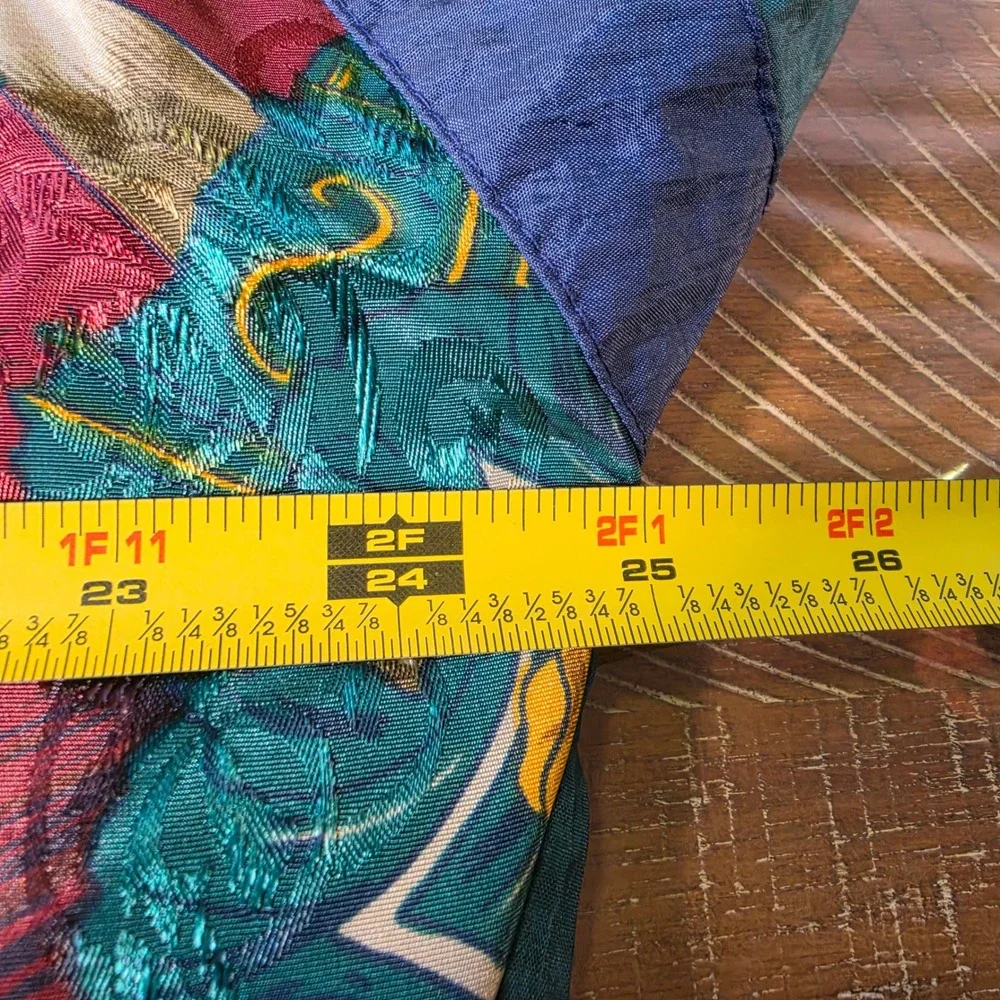 Vintage River Edge 90s Scarf Print Windbreaker Jacket Teal Blue Gold Mens Medium